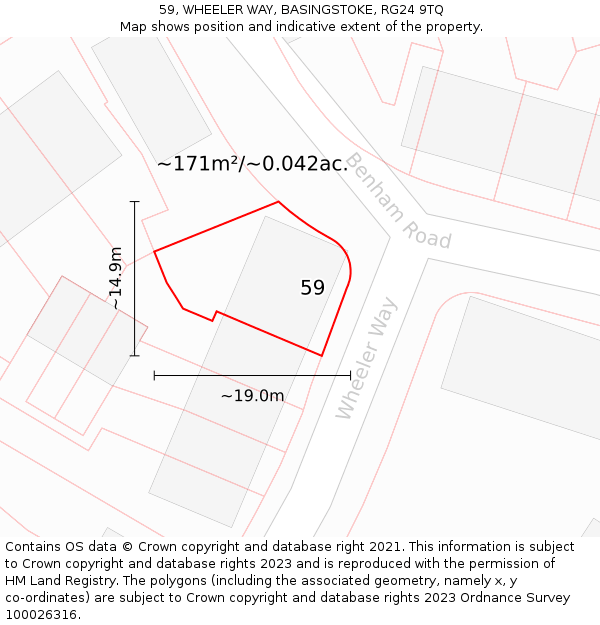 59, WHEELER WAY, BASINGSTOKE, RG24 9TQ: Plot and title map