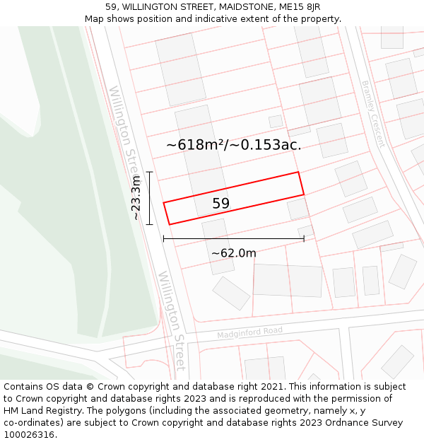 59, WILLINGTON STREET, MAIDSTONE, ME15 8JR: Plot and title map