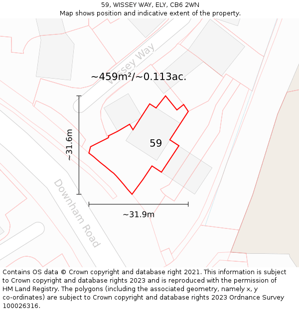 59, WISSEY WAY, ELY, CB6 2WN: Plot and title map