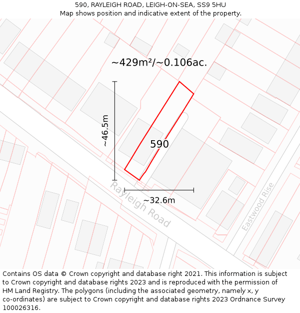 590, RAYLEIGH ROAD, LEIGH-ON-SEA, SS9 5HU: Plot and title map