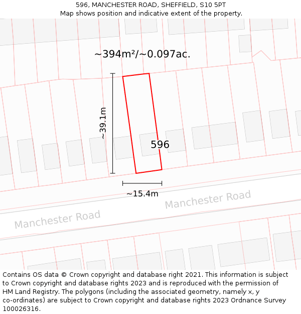 596, MANCHESTER ROAD, SHEFFIELD, S10 5PT: Plot and title map
