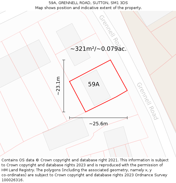 59A, GRENNELL ROAD, SUTTON, SM1 3DS: Plot and title map