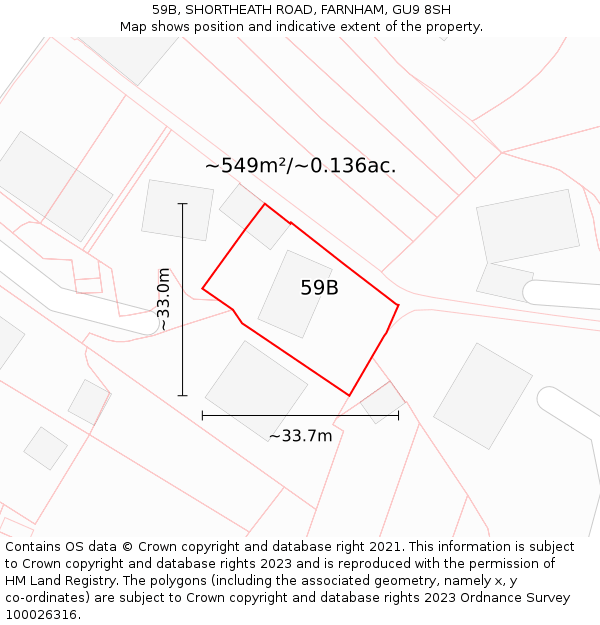 59B, SHORTHEATH ROAD, FARNHAM, GU9 8SH: Plot and title map