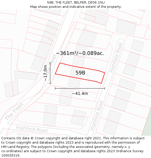 59B, THE FLEET, BELPER, DE56 1NU: Plot and title map