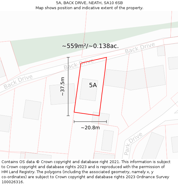 5A, BACK DRIVE, NEATH, SA10 6SB: Plot and title map