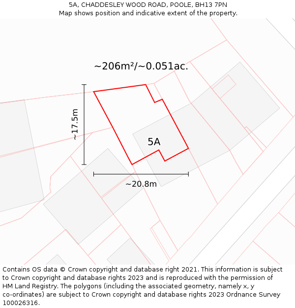 5A, CHADDESLEY WOOD ROAD, POOLE, BH13 7PN: Plot and title map