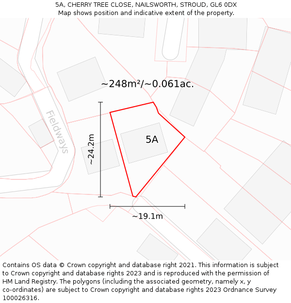 5A, CHERRY TREE CLOSE, NAILSWORTH, STROUD, GL6 0DX: Plot and title map