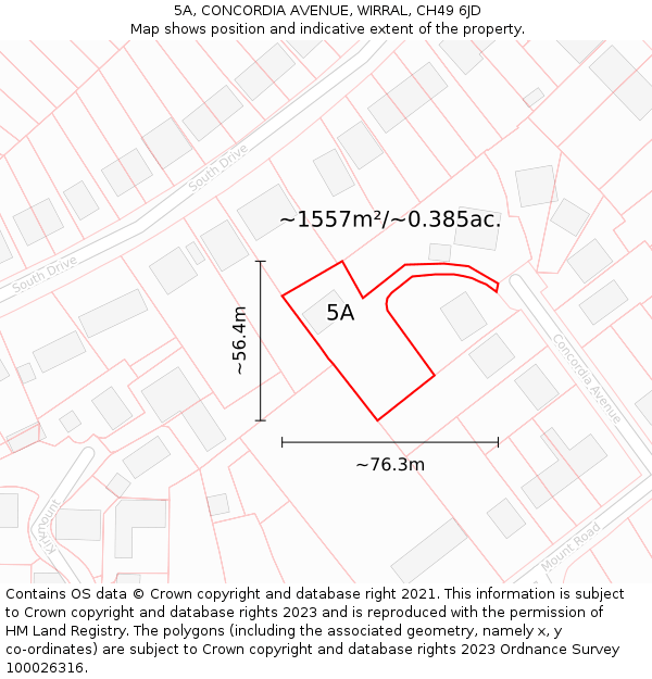 5A, CONCORDIA AVENUE, WIRRAL, CH49 6JD: Plot and title map