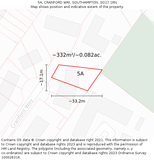 5A, CRANFORD WAY, SOUTHAMPTON, SO17 1RN: Plot and title map