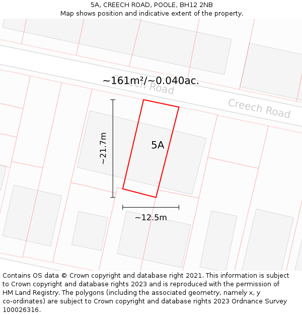 5A, CREECH ROAD, POOLE, BH12 2NB: Plot and title map