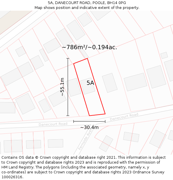 5A, DANECOURT ROAD, POOLE, BH14 0PG: Plot and title map