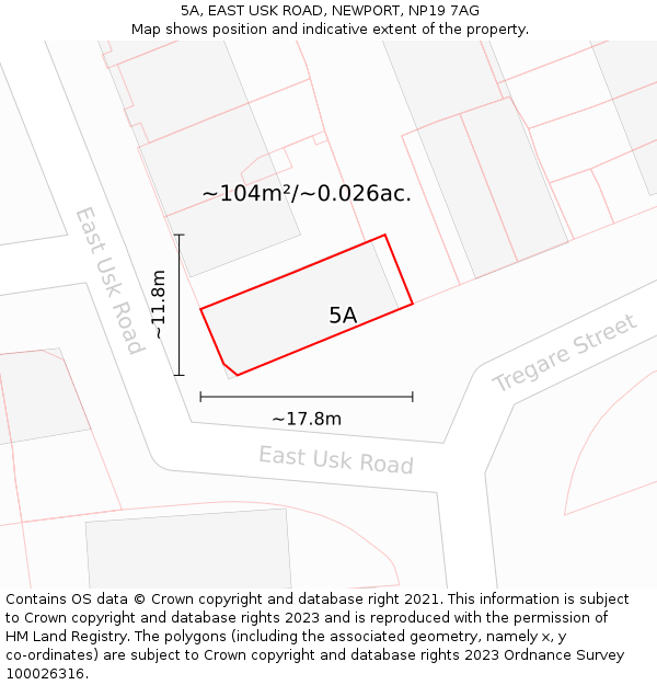 5A, EAST USK ROAD, NEWPORT, NP19 7AG: Plot and title map