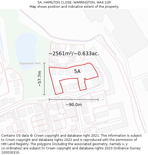 5A, HAMILTON CLOSE, WARRINGTON, WA4 1GP: Plot and title map