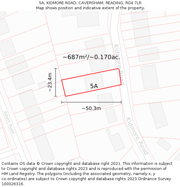 5A, KIDMORE ROAD, CAVERSHAM, READING, RG4 7LR: Plot and title map