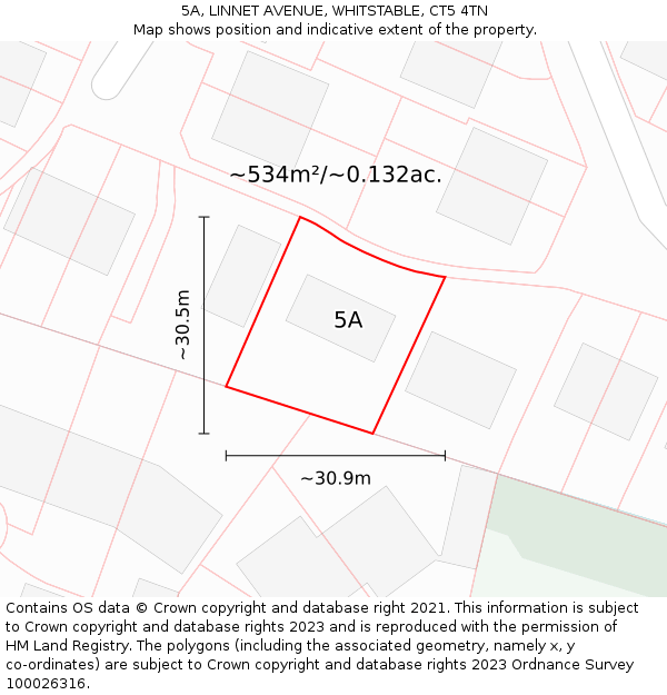5A, LINNET AVENUE, WHITSTABLE, CT5 4TN: Plot and title map