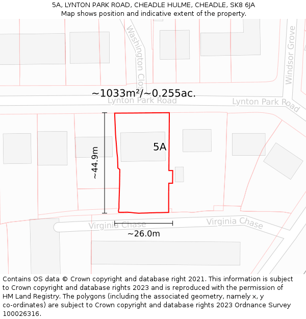 5A, LYNTON PARK ROAD, CHEADLE HULME, CHEADLE, SK8 6JA: Plot and title map