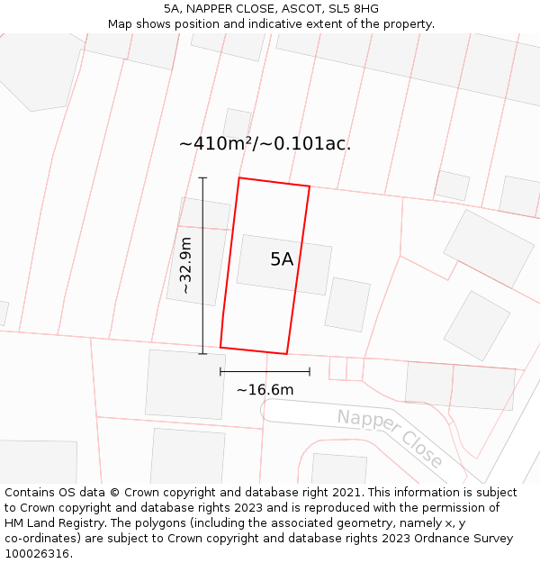 5A, NAPPER CLOSE, ASCOT, SL5 8HG: Plot and title map