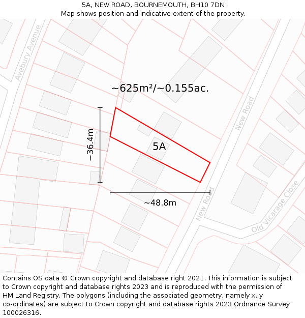 5A, NEW ROAD, BOURNEMOUTH, BH10 7DN: Plot and title map
