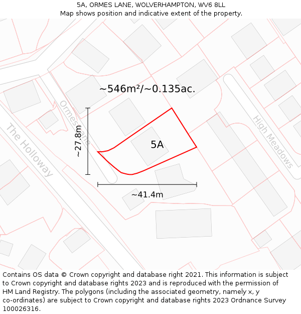 5A, ORMES LANE, WOLVERHAMPTON, WV6 8LL: Plot and title map