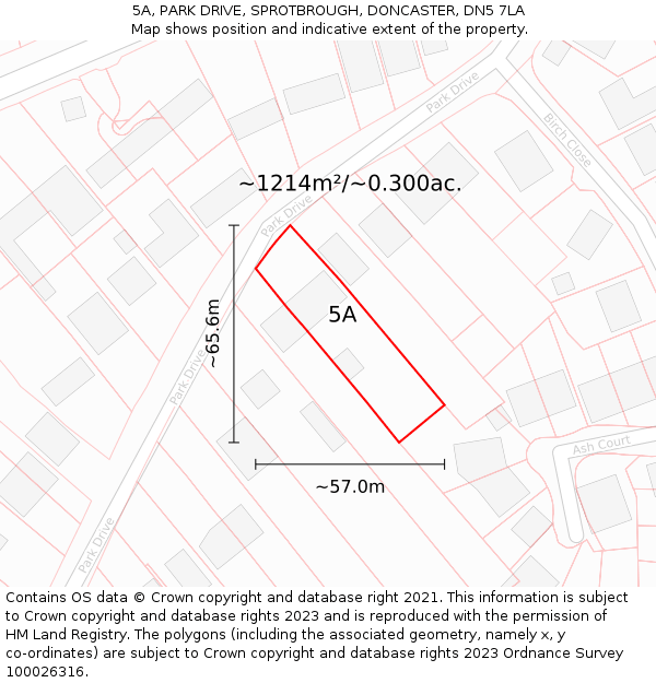 5A, PARK DRIVE, SPROTBROUGH, DONCASTER, DN5 7LA: Plot and title map