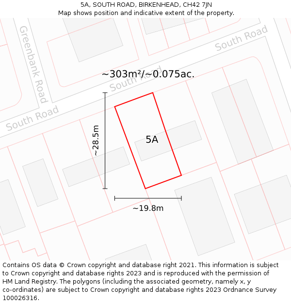 5A, SOUTH ROAD, BIRKENHEAD, CH42 7JN: Plot and title map