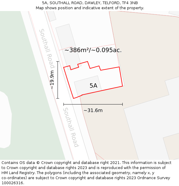 5A, SOUTHALL ROAD, DAWLEY, TELFORD, TF4 3NB: Plot and title map
