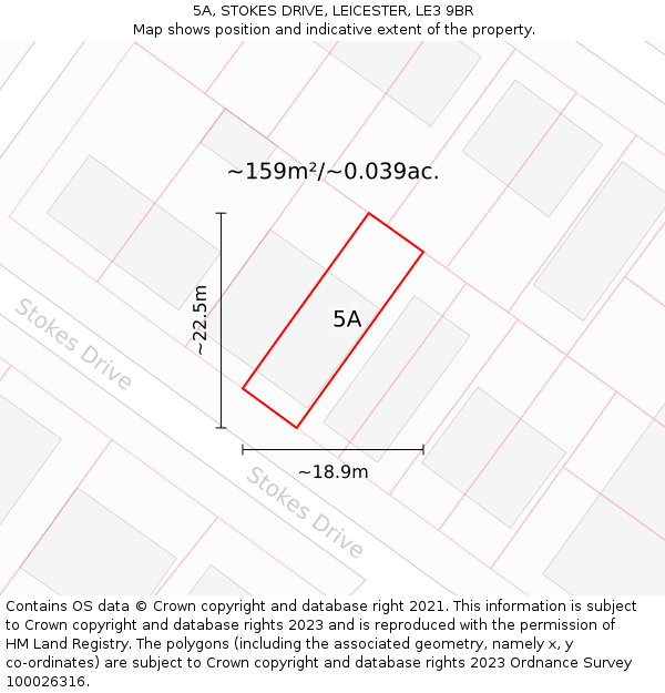 5A, STOKES DRIVE, LEICESTER, LE3 9BR: Plot and title map