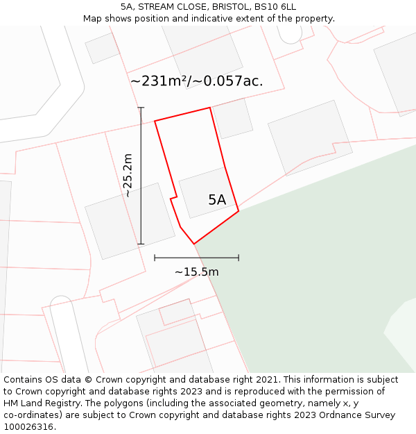 5A, STREAM CLOSE, BRISTOL, BS10 6LL: Plot and title map