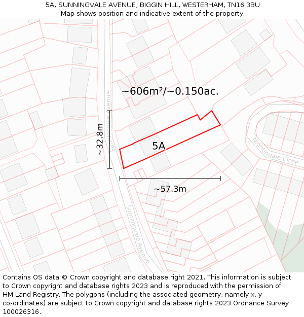 5A, SUNNINGVALE AVENUE, BIGGIN HILL, WESTERHAM, TN16 3BU: Plot and title map