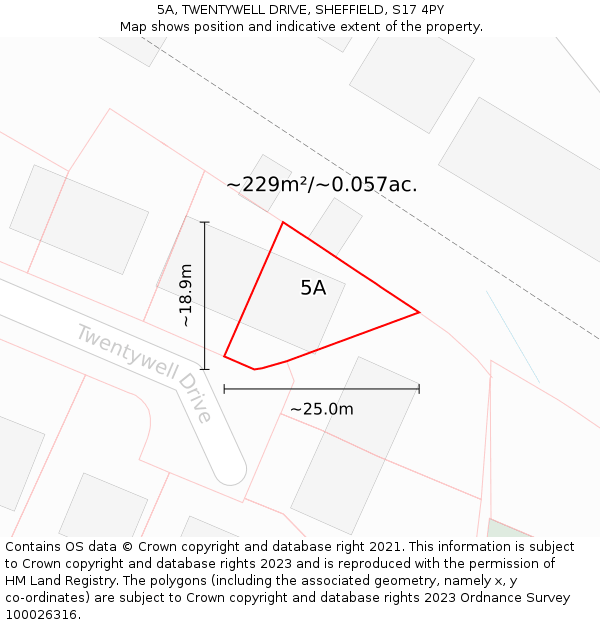 5A, TWENTYWELL DRIVE, SHEFFIELD, S17 4PY: Plot and title map