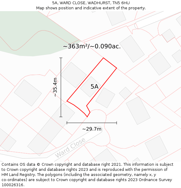 5A, WARD CLOSE, WADHURST, TN5 6HU: Plot and title map
