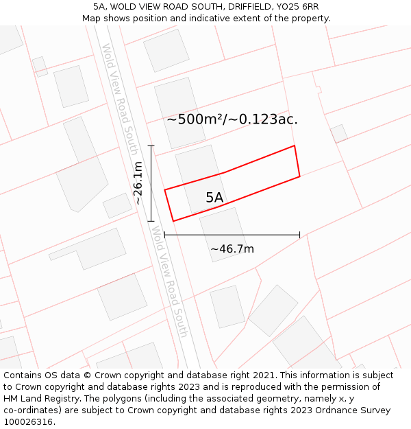 5A, WOLD VIEW ROAD SOUTH, DRIFFIELD, YO25 6RR: Plot and title map