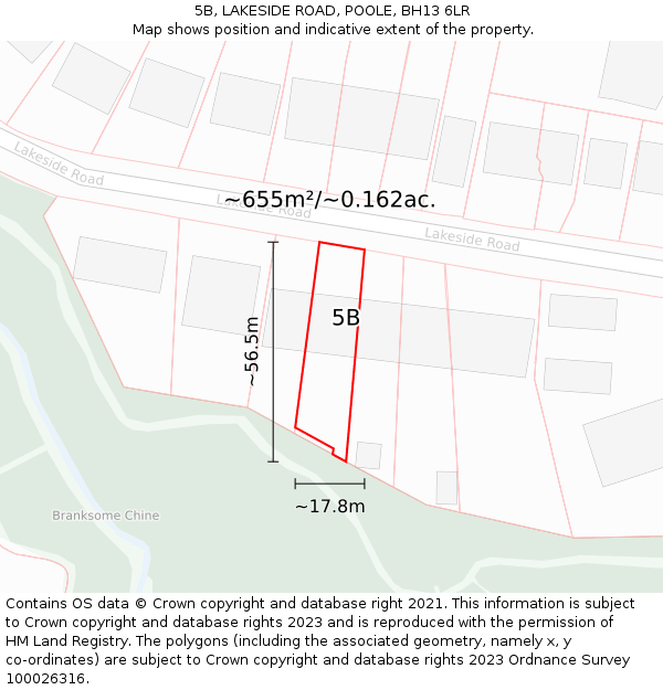 5B, LAKESIDE ROAD, POOLE, BH13 6LR: Plot and title map