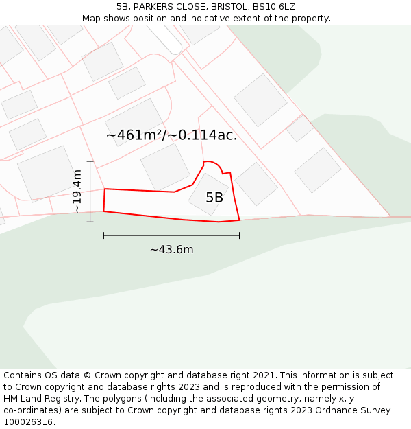 5B, PARKERS CLOSE, BRISTOL, BS10 6LZ: Plot and title map