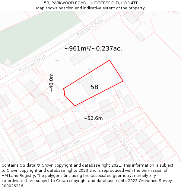 5B, PARKWOOD ROAD, HUDDERSFIELD, HD3 4TT: Plot and title map