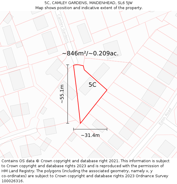 5C, CAMLEY GARDENS, MAIDENHEAD, SL6 5JW: Plot and title map