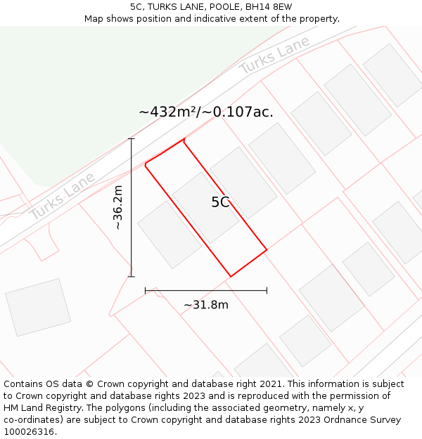 5C, TURKS LANE, POOLE, BH14 8EW: Plot and title map