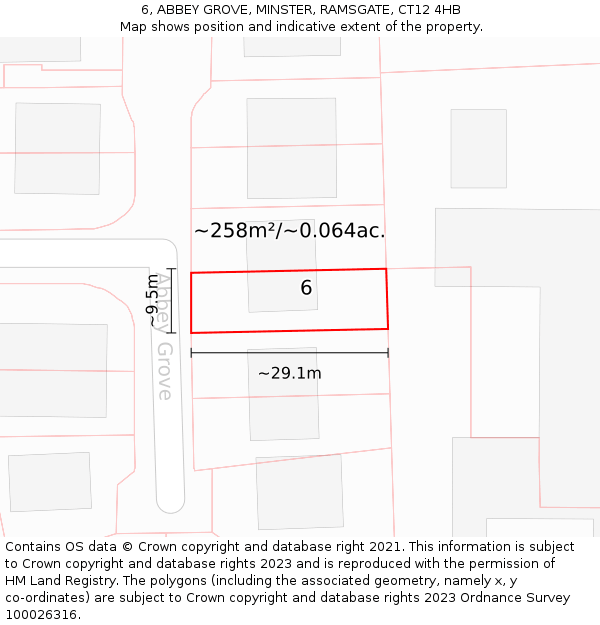 6, ABBEY GROVE, MINSTER, RAMSGATE, CT12 4HB: Plot and title map