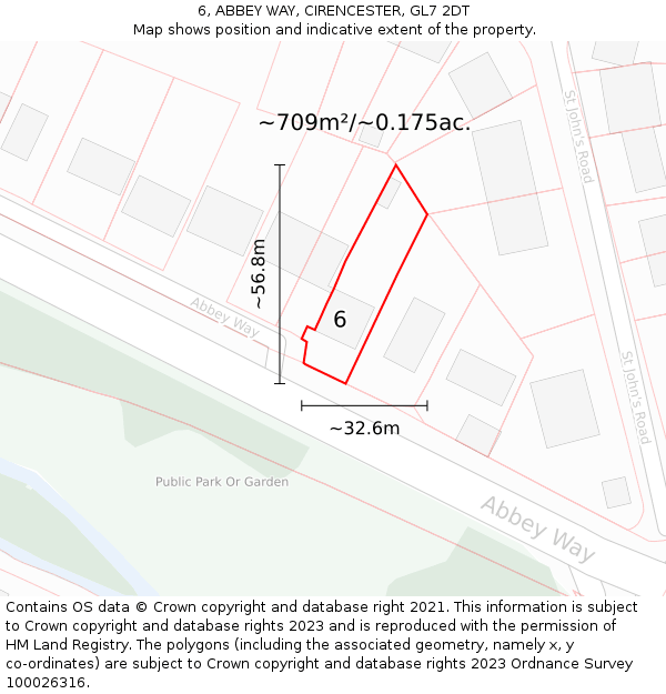 6, ABBEY WAY, CIRENCESTER, GL7 2DT: Plot and title map