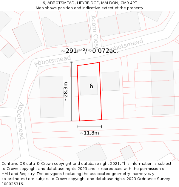 6, ABBOTSMEAD, HEYBRIDGE, MALDON, CM9 4PT: Plot and title map