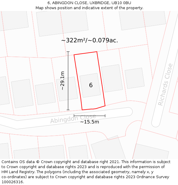 6, ABINGDON CLOSE, UXBRIDGE, UB10 0BU: Plot and title map