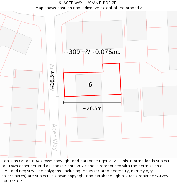 6, ACER WAY, HAVANT, PO9 2FH: Plot and title map