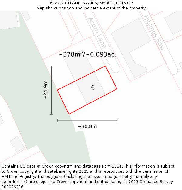 6, ACORN LANE, MANEA, MARCH, PE15 0JP: Plot and title map