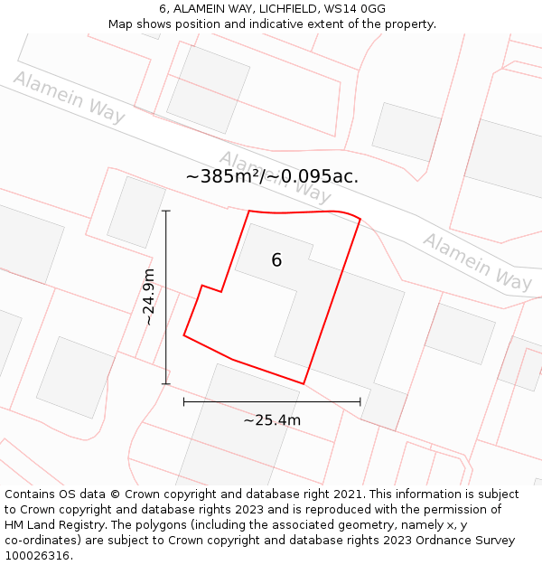 6, ALAMEIN WAY, LICHFIELD, WS14 0GG: Plot and title map