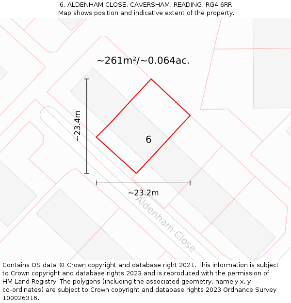 6, ALDENHAM CLOSE, CAVERSHAM, READING, RG4 6RR: Plot and title map