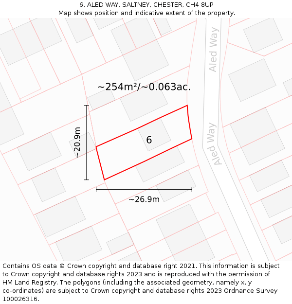 6, ALED WAY, SALTNEY, CHESTER, CH4 8UP: Plot and title map