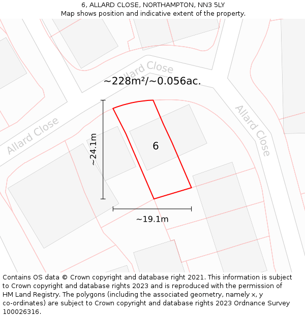 6, ALLARD CLOSE, NORTHAMPTON, NN3 5LY: Plot and title map