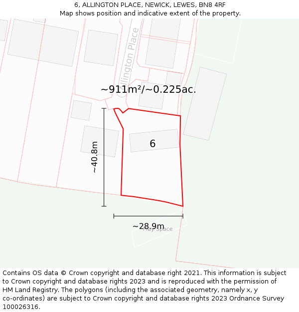6, ALLINGTON PLACE, NEWICK, LEWES, BN8 4RF: Plot and title map