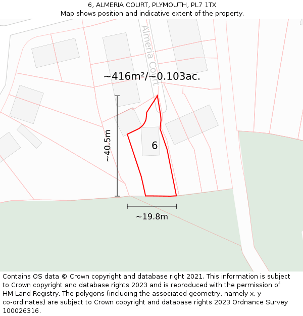 6, ALMERIA COURT, PLYMOUTH, PL7 1TX: Plot and title map