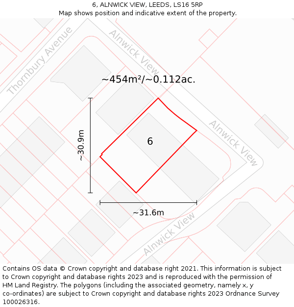 6, ALNWICK VIEW, LEEDS, LS16 5RP: Plot and title map